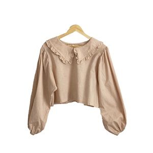 Handmade oversized-collar blouse